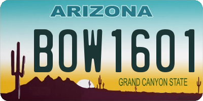 AZ license plate BOW1601