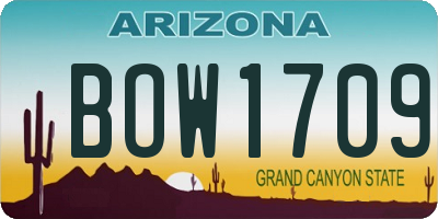 AZ license plate BOW1709