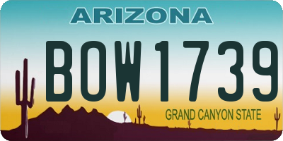 AZ license plate BOW1739