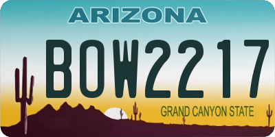 AZ license plate BOW2217