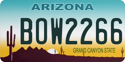 AZ license plate BOW2266