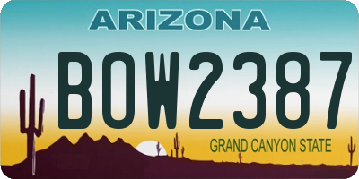 AZ license plate BOW2387