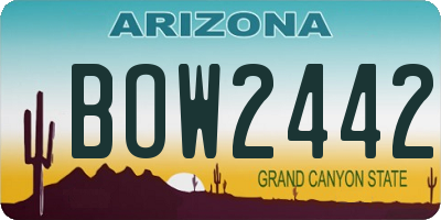 AZ license plate BOW2442