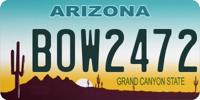 AZ license plate BOW2472