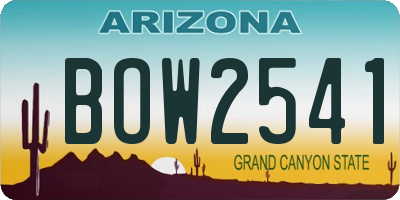 AZ license plate BOW2541