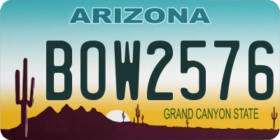 AZ license plate BOW2576