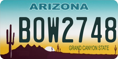AZ license plate BOW2748