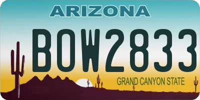AZ license plate BOW2833