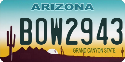 AZ license plate BOW2943