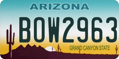 AZ license plate BOW2963