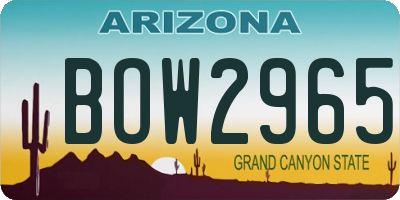 AZ license plate BOW2965