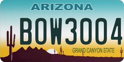 AZ license plate BOW3004
