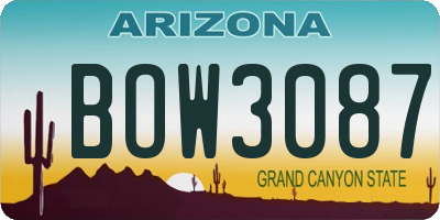 AZ license plate BOW3087