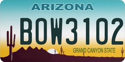 AZ license plate BOW3102