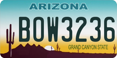 AZ license plate BOW3236
