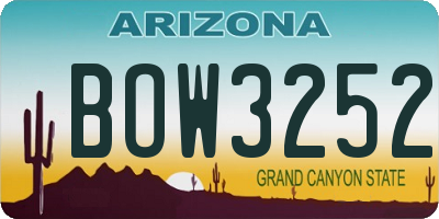 AZ license plate BOW3252