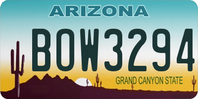 AZ license plate BOW3294