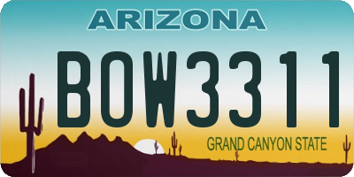 AZ license plate BOW3311