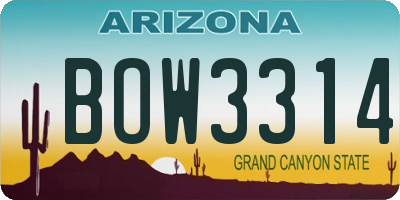 AZ license plate BOW3314