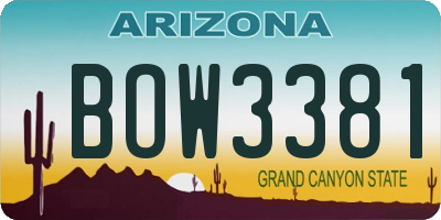 AZ license plate BOW3381