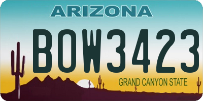 AZ license plate BOW3423
