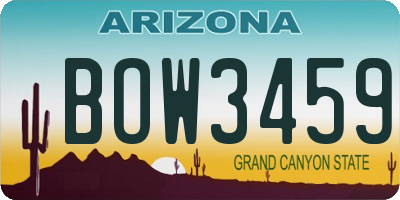 AZ license plate BOW3459