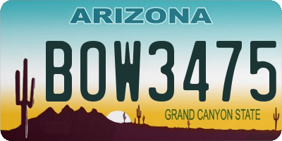 AZ license plate BOW3475