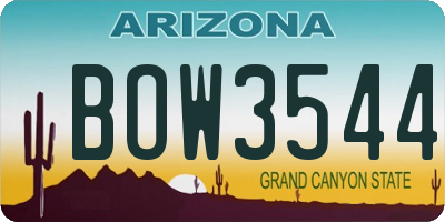 AZ license plate BOW3544