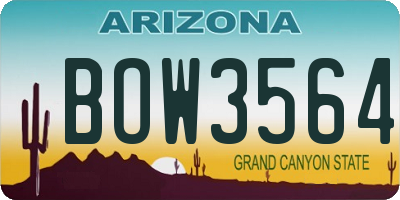 AZ license plate BOW3564