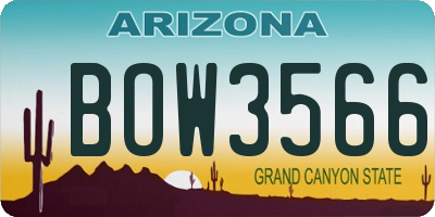 AZ license plate BOW3566