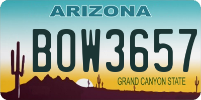 AZ license plate BOW3657