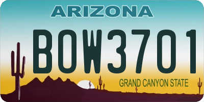 AZ license plate BOW3701
