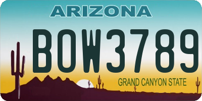 AZ license plate BOW3789