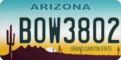AZ license plate BOW3802