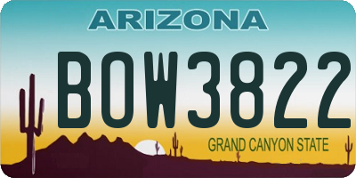 AZ license plate BOW3822
