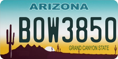 AZ license plate BOW3850