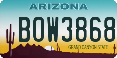 AZ license plate BOW3868