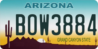 AZ license plate BOW3884