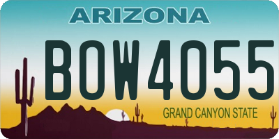 AZ license plate BOW4055