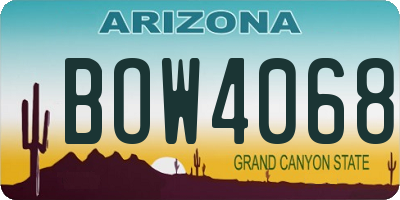 AZ license plate BOW4068