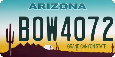 AZ license plate BOW4072