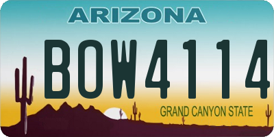 AZ license plate BOW4114