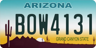 AZ license plate BOW4131