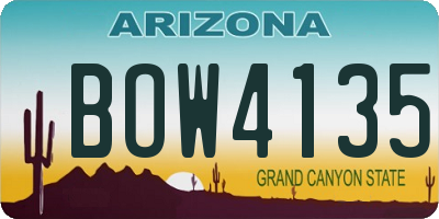 AZ license plate BOW4135