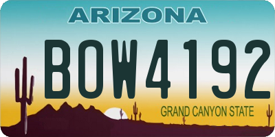 AZ license plate BOW4192