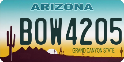 AZ license plate BOW4205
