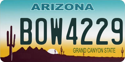AZ license plate BOW4229
