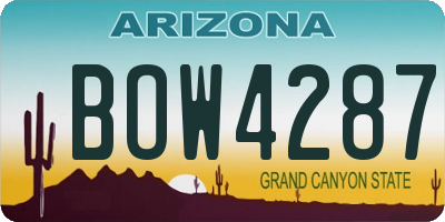 AZ license plate BOW4287