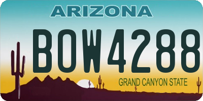 AZ license plate BOW4288