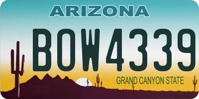 AZ license plate BOW4339